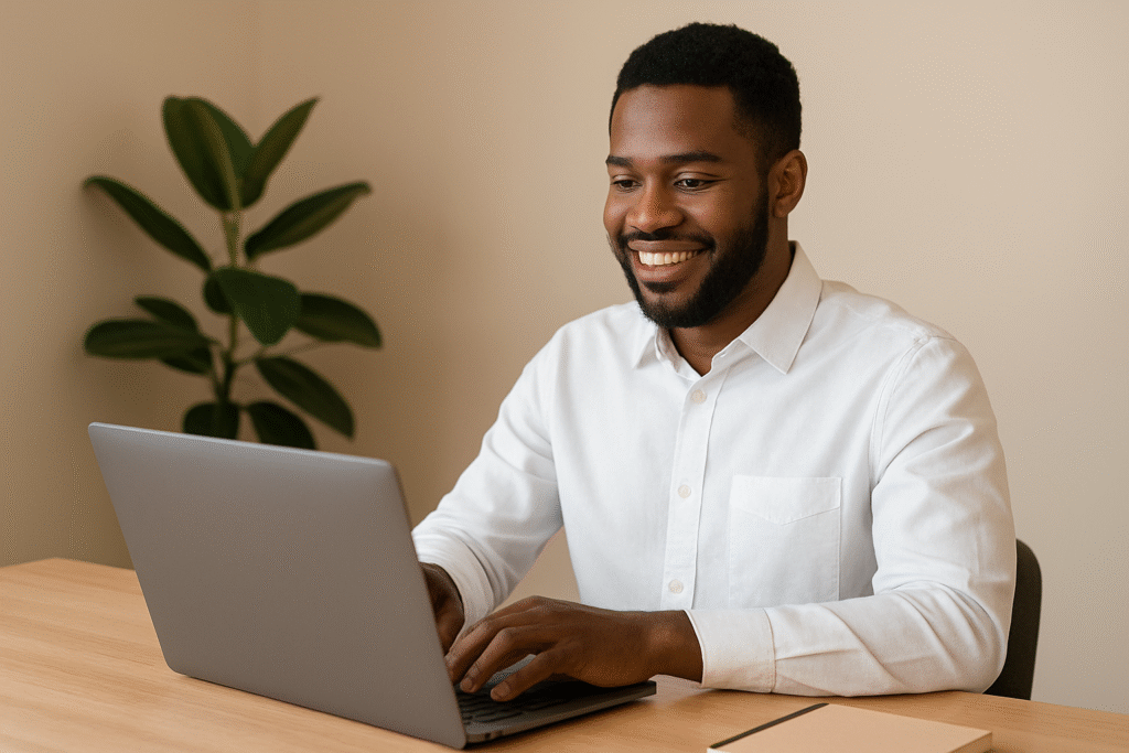 Tech founder at computer – expert tax support for startups